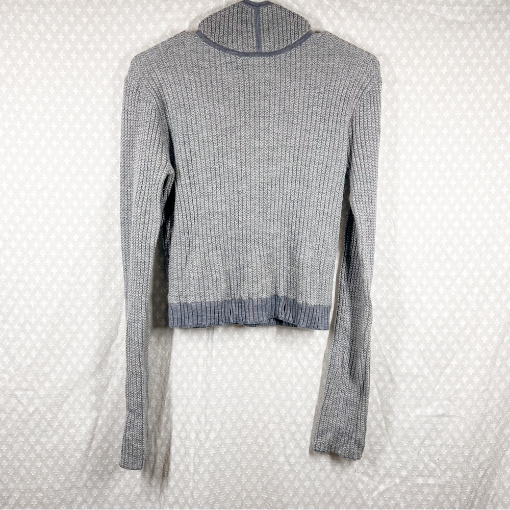 Guest In Residence Women Sweater‎ Sz M Grey Knitters Houndstooth Cashmere Hooded